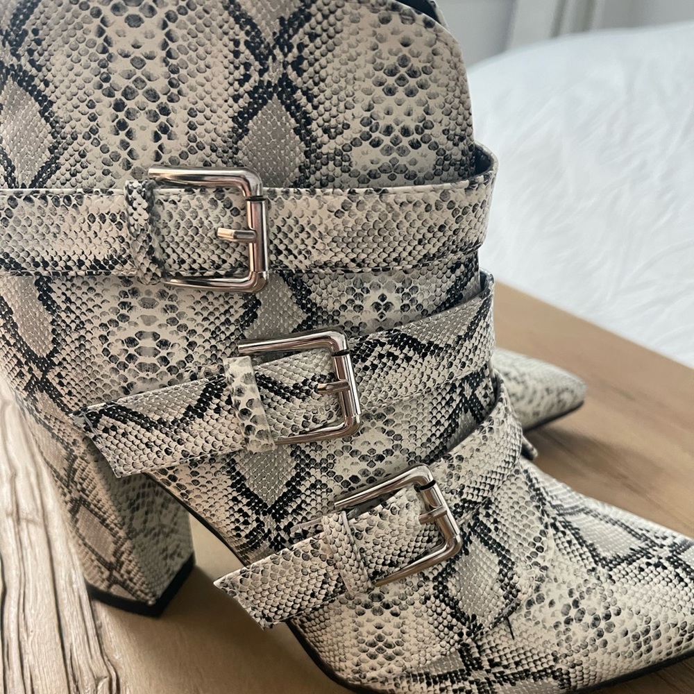 Snakeskin booties